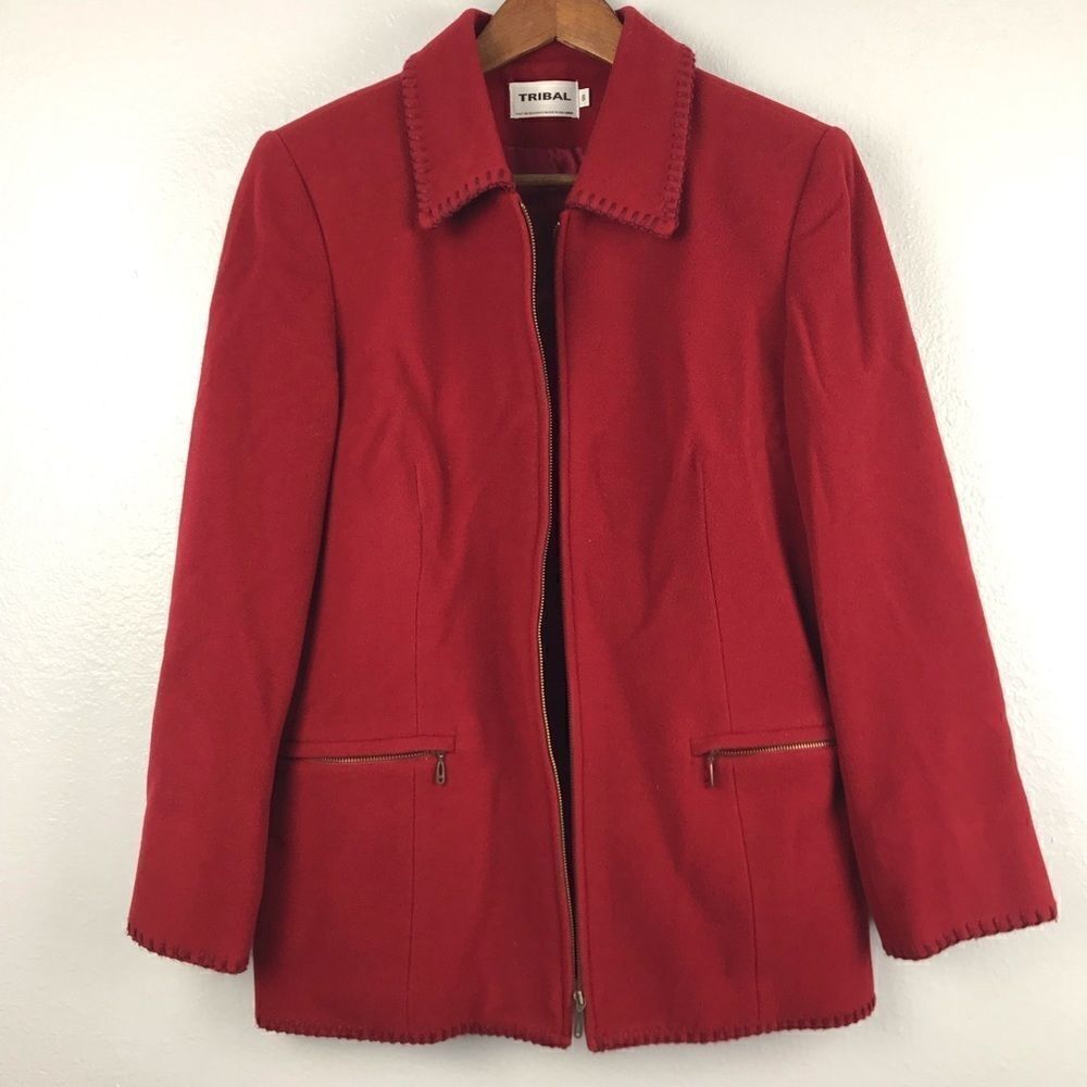 Tribal Women’s Wool Blend Red Coat Size 8 - Picture 3 of 14
